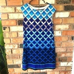 Eliza J Sleeveless Geometrical Blue Dress